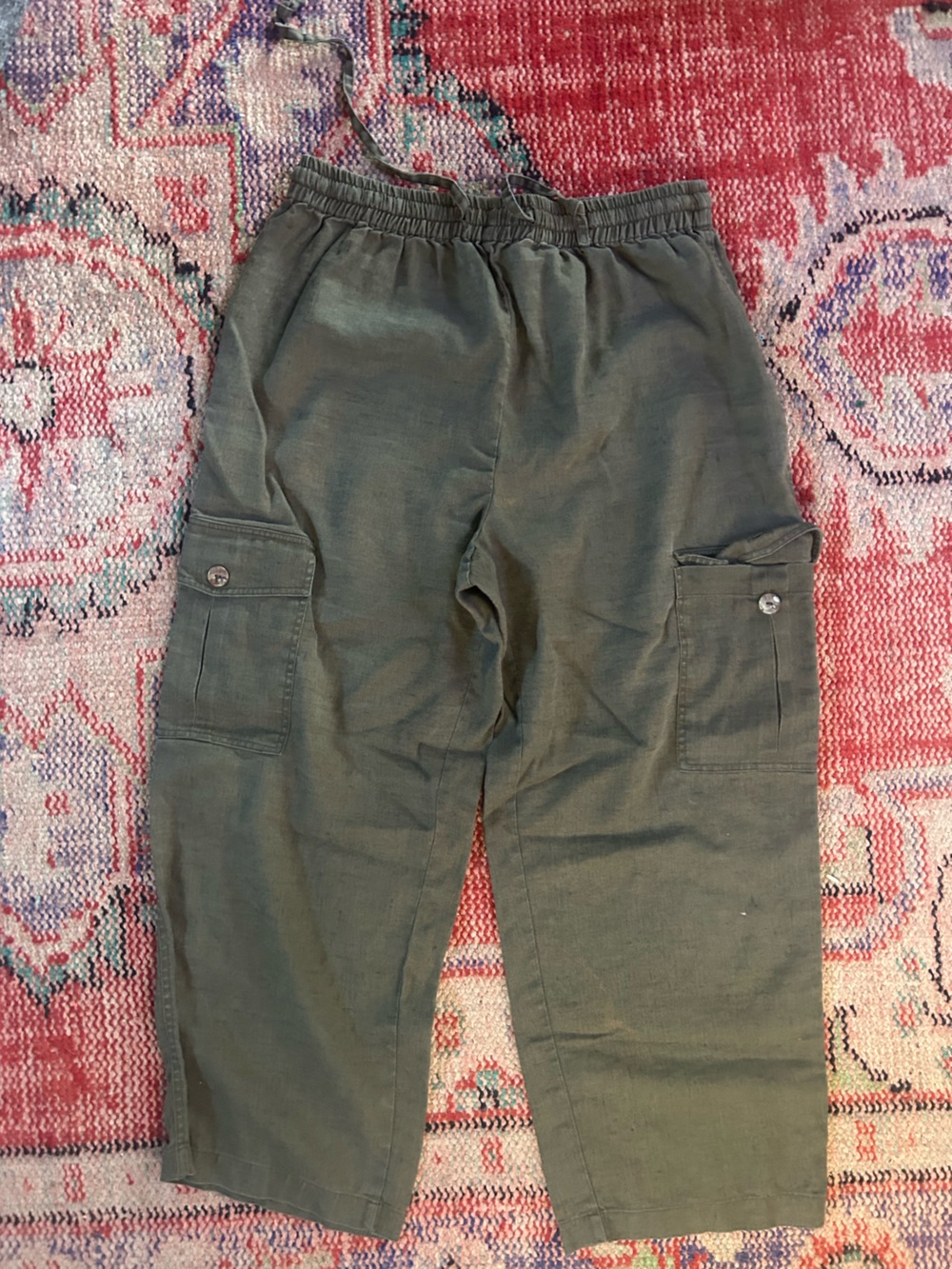 Vintage Olive Green Casual Cargo Pants